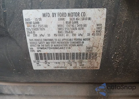 2021 Ford Explorer Xlt z USA, uszkodzony, nr VIN 1FMSK7DH8MGA61116